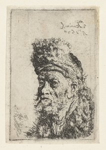 Buste af en mand med pelshat Buste af en mand iført turban af Salomon Koninck