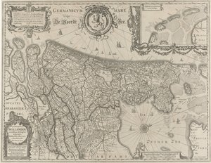 Topografisk kort over Holland Comitatus Hollandiae (titel på objekt) af Salomon Rogiers
