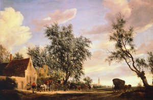 White Swan Inn, af Salomon van Ruysdael (ca. 1602-1670) af Salomon van Ruisdael or Ruysdael