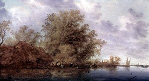 Skovklædte flodlandskab af Salomon van Ruisdael or Ruysdael
