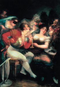 En café under karnevallet, detaljer, ca. 1824-25 (olie på lærred) af Salvador Mayol