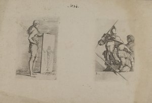 (Figurine Series) Langhåret mand med skilt af Salvator Rosa