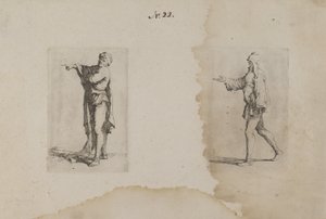 (Figurserie) Stående mand, der peger til venstre af Salvator Rosa