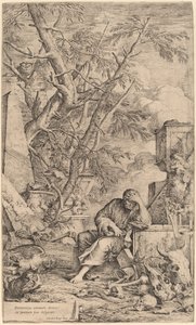 Demokrit i meditation af Salvator Rosa