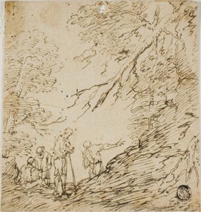 Fire mænd i en skov af Salvator Rosa