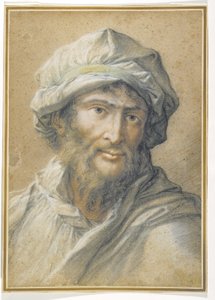 Hovedet af en skægget mand iført turban af Salvator Rosa