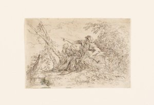 Hyrde og to børn i et landskab af Salvator Rosa