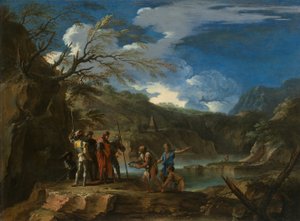 Polykrates og fiskeren, ca. 1664. af Salvator Rosa