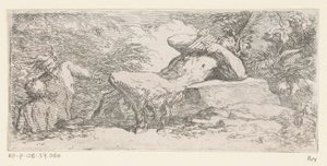 Satyr med en pan flute Tritons and River Gods (serietitel) af Salvator Rosa