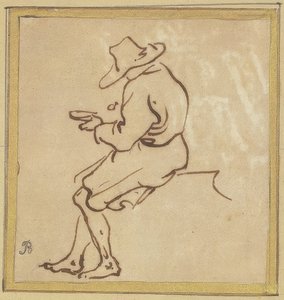 Siddende mand i profil til venstre af Salvator Rosa