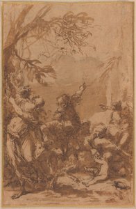 Opdragelsen af Jupiter af Salvator Rosa
