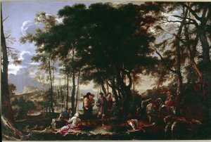 The Philosophers Wood. Painting by Salvator Rosadani af Salvator Rosa