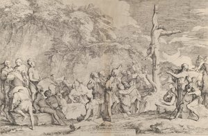 Korsfæstelsen af tyrannen Polykrates efter hans tilfangetagelse af perserne, ca. 1662. af Salvator Rosa