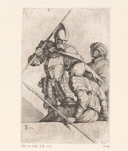 To soldater og en figur med en turban Små figurer (serietitel) Figur (serietitel) af Salvator Rosa