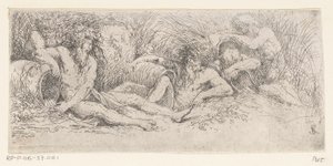Fem flodguder med urner Tritons and River Gods (serietitel) af Salvator Rosa