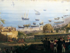 Ankomst af det første tog fra Napoli til Portici-linjen ved Granatello Station