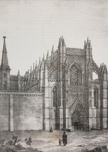 Batalha kloster, Portugal, litografi af Salvatore Puglia fra Poliorama Pittoresco, n 33, 22. marts af Salvatore Puglia