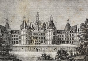 Chambord Castle, Frankrig, litografi af Salvatore Puglia fra Poliorama Pittoresco, n 39, 6. maj af Salvatore Puglia