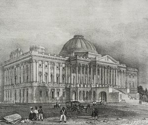 Facade af Capitol-bygningen i Washington, USA, litografi af Salvatore Puglia fra Poliorama Pittoresco, n 42, 28. maj af Salvatore Puglia