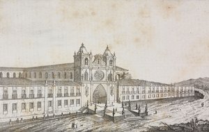 Facade af klostret Alcobaca, Portugal, litografi af Salvatore Puglia fra Poliorama Pittoresco, n 50, 19. juli af Salvatore Puglia