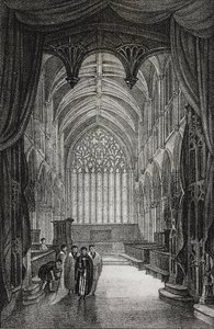 Interiør af Carlisle Cathedral, Storbritannien, litografi af Salvatore Puglia fra Poliorama Pittoresco, nr. 25, 25. januar af Salvatore Puglia