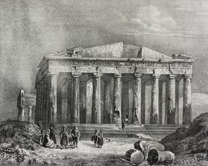 Parthenon, Akropolis i Athen, Grækenland, litografi af Salvatore Puglia fra Poliorama Pittoresco, n 32, 19. marts