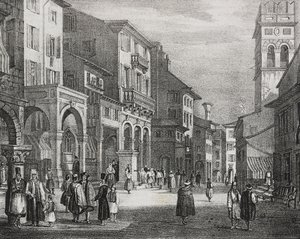 Royal Road, Korfu, Grækenland, litografi af Salvatore Puglia fra Poliorama Pittoresco, nr. 23, 11. januar af Salvatore Puglia