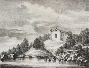 Sanctuary of Peschici, Apulien, Italien, litografi af Salvatore Puglia fra Poliorama Pittoresco, n 51, 27. juli af Salvatore Puglia