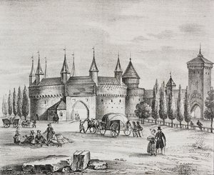 St Florians port, Krakow, Polen, litografi af Salvatore Puglia fra Poliorama Pittoresco, n 22, 4. januar af Salvatore Puglia