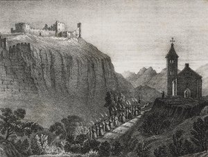 Tur til Cappelluccia, scene for Magic Lantern, samling af historier og billeder, litografi af Salvatore Puglia fra Poliorama Pittoresco, n 41, 17. maj af Salvatore Puglia