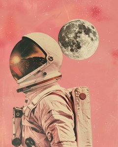 Astronaut ved månesolnedgang af Samantha Hearn