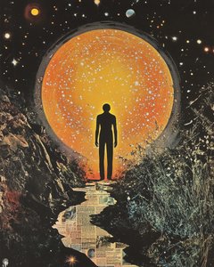 Figur foran den kosmiske portal af Samantha Hearn