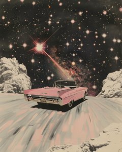 Pink cabriolet Cosmic Drive af Samantha Hearn