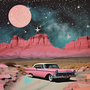 Retro-bil i den kosmiske ørken af Samantha Hearn