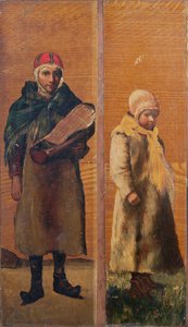 Dekorative paneler, der skildrer det samiske hverdagsliv af Sami School