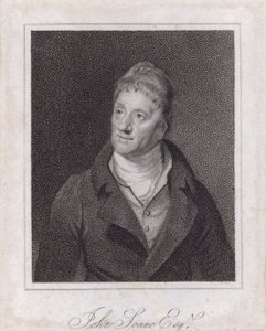 Sir John Soane, engelsk arkitekt og samler (gravering) af Samuel (after) Drummond