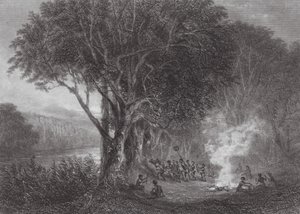 Australien: Carrobboree på Murray-flodens bredder (kobberstik) af Samuel (after) Prout