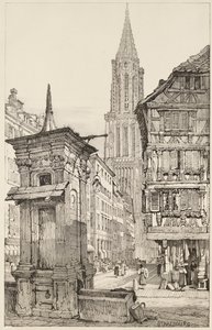 Rue Mercière og vestfronten af Strasbourg-katedralen