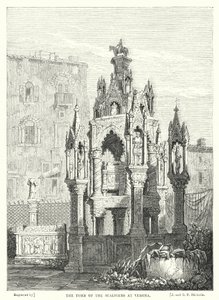 Scaligernes grav i Verona (gravering) af Samuel (after) Prout