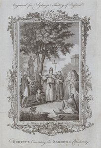 Berinus omvender sakserne til kristendommen (gravering) af Samuel (after) Wale