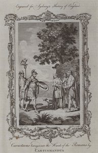 Caractacus forrådt i romernes hænder af Cartismandua (gravering) af Samuel (after) Wale