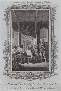 Richard Duke of Gloucester anklager dronningen af Edward IV med hekseri (gravering) af Samuel (after) Wale