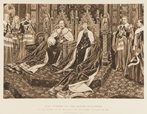 Kong Edward VII og dronning Alexandra i parlamentet