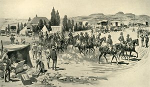 Lord Roberts og stab starter for en rekognoscering fra hovedkvarteret i Smaldeel, 1901. af Samuel Begg