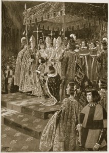 Præsentationen af sporerne og sværdet ved kroningen af Henrik VI på St. Leonard