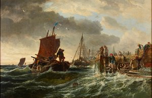 Incoming Storm, Newhaven Harbor (olie på lærred.)