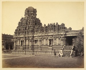 En udsigt over Subrahmanya-templet nær Pagoden, Tanjore af Samuel Bourne