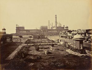 Delhi; Jumma Musjid, set fra nord af Samuel Bourne