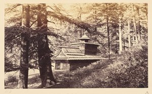 Simla; Tempel nær vandfald af Samuel Bourne
