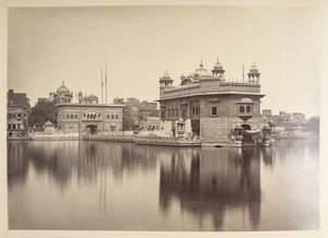 Det Gyldne Tempel, Umritsar.  Fotograf: Bourne, Samuel Det Gyldne Tempel, Umritsar.  Fotograf: Bourne, Samuel  Album med fotografier af Indien, hovedsageligt af Samuel Bourne  1864 af Samuel Bourne